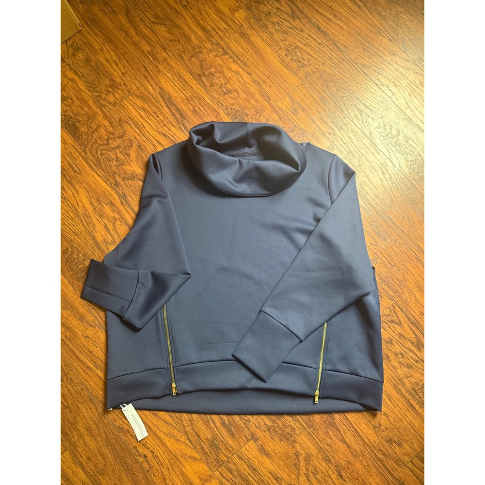 Addison‎ Bay Navy Blue Cowl Neck Side Zip Sweatshirt Pullover Womens 2X NEW
